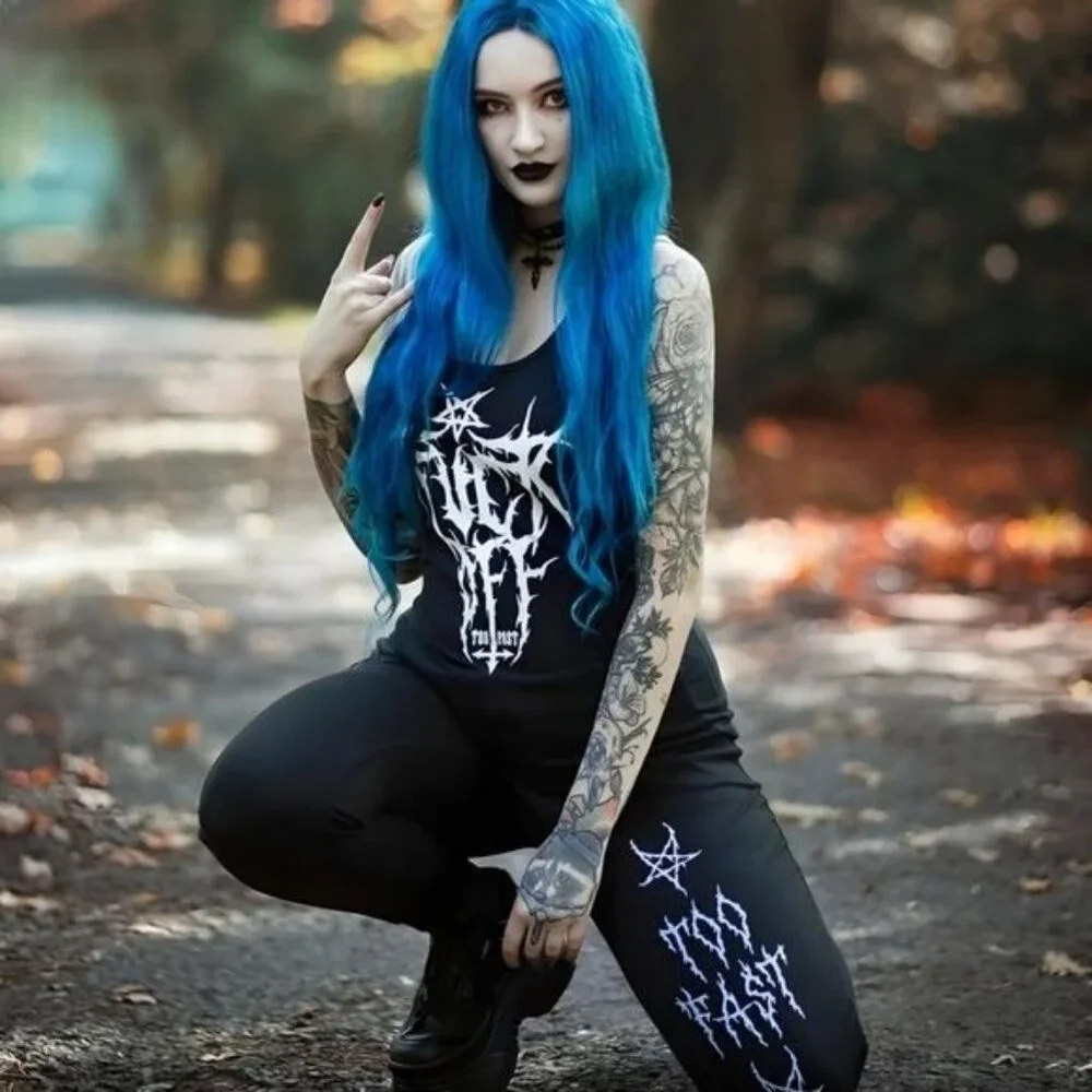 Too Fast | FŮCK OFF BLACK METAL LOGO RACERBACK TANK - Picture 1 of 5